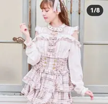 ツートンカラー ハイウエストフリルスカート【冬用・Aライン・可愛いデザイン】（セットアップ対応）