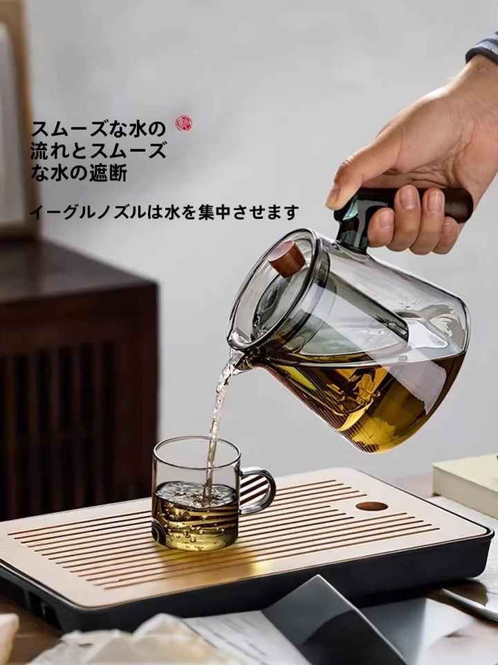 耐熱ガラス製ティーポット【木製ハンドル・ティーセット対応】