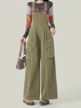 アメリカンスタイルのヴィンテージワイドレッグオーバーオール【デザイン性・女性用】（セットアップ対応）
