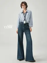 デニムパンツ レディース アメカジ ヴィンテージ 裏起毛 フレア 着痩せ 低身長向け マキシ丈 冬