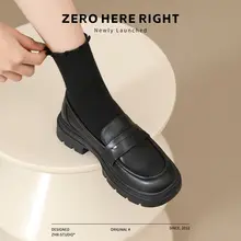 ZHR 厚底ローファー レディース【春秋用・シンプルデザイン・ブラック】