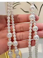 長めの多重着用が可能なパールネックレス【高級感あるデザイン・ニットの上にぴったり】