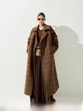 秋冬用の長袖ウールコート【フレンチカラー・ゆったりシルエット・カーディガンスタイル】