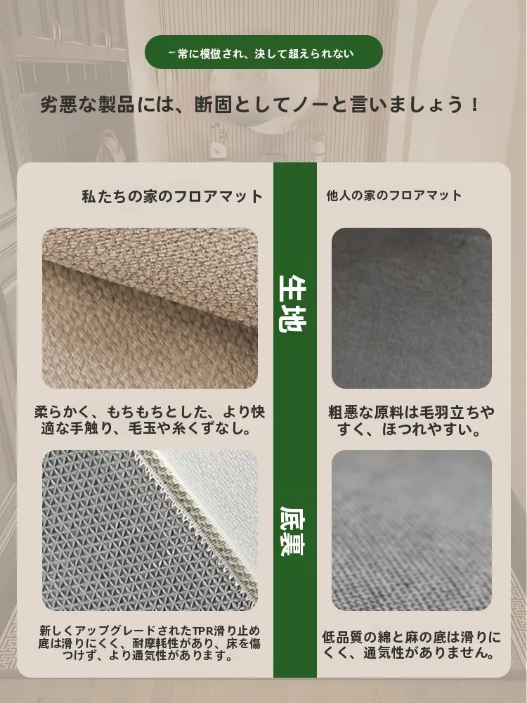 おしゃれで丈夫なラグマット：現代輕奢風のリビングに最適な長方形サイズと洗濯不要設計