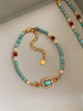 天然ブルーターコイズビーズパールブレスレット【軽やかなデザイン・女性用】