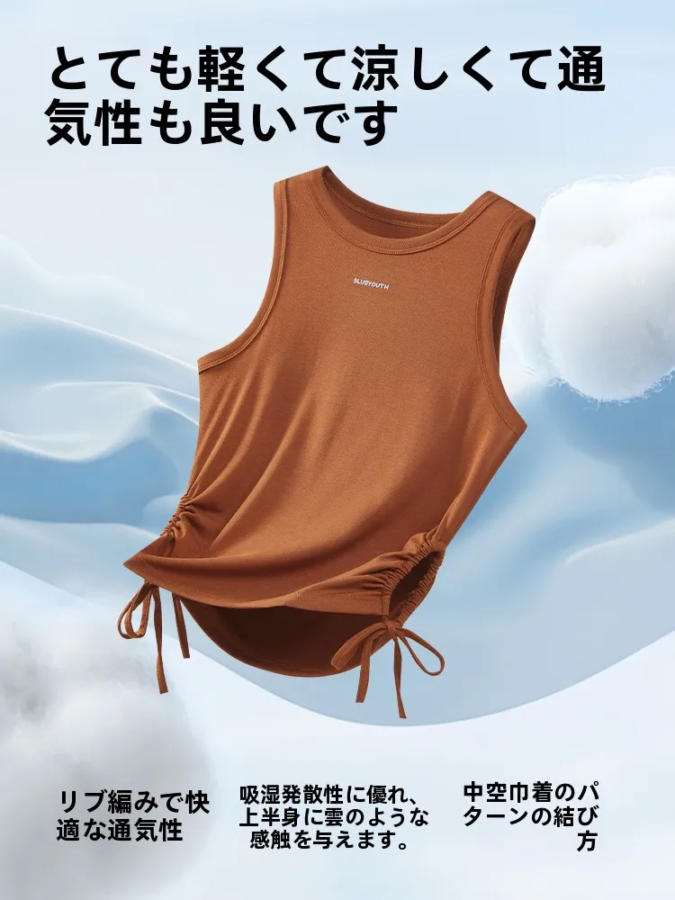 スクエアネックタンクトップの工字デザインと通気性：MiiOWブラウンモデルの実用性解析
