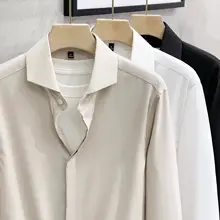 竹繊維製 ツイード風ビジネスカジュアルシャツ【長袖・ウィンザー襟・シルク光沢仕上げ】