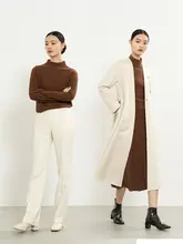 機洗対応のラムウールニットハイネックセーターとスカート【春用・斜め織デザイン】（セットアップ対応）