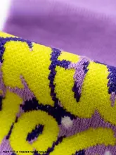 秋用カラフルコットンソックス【紫・中筒・男女兼用・スポーツ用】