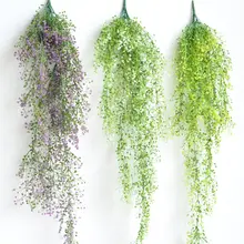 壁掛けタイプのラタン製観葉植物バスケット【フェイクプラント・インテリア装飾用】