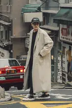 トレンチコート メンズ ロング丈 ドレープ ルーズ 上品 着回し ストリート 秋