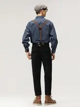 秋用 メンズ コーデュロイサロペット【ブラウン・ルーズフィット・レトロデザイン】