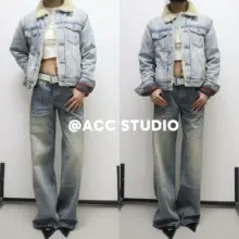 羊羔绒入りデニムジャケット【ヴィンテージスタイル・水洗い加工】