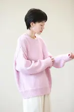 極上の柔らかさメリノウールラウンドネックニットセーター【北欧風・春冬用】（セットアップ対応）