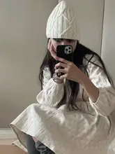 菱形格子デザインのニット帽【保温性・秋冬用】