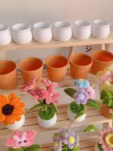 手作りミニ観葉植物鉢【ホワイト・陶器風・車用・耐衝撃・フェイク芝生付き】