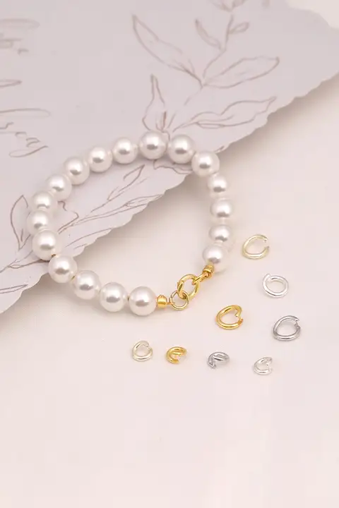 18Kゴールドメッキパールネックレス用接続金具【DIY用・オープンサークル・万能クリンチ】