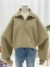 デザイン性の高いミニマルな短丈ジップアップジャケット【女性用・立ち襟・春用】