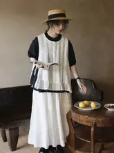 レディース 中長丈 プリーツスカート【高腰・レトロ・フリル付き・大きな裾】