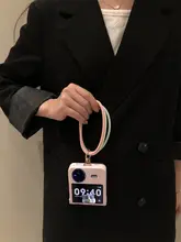 シンプルで可愛い！ピンクの提げハンドル付きケース【折りたたみ式X Flip用・衝撃吸収・個性的デザイン】
