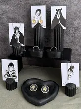 高級ジュエリー展示用 ブラックローマ柱型イヤリングスタンド【耳飾り・ディスプレイ用・写真撮影】