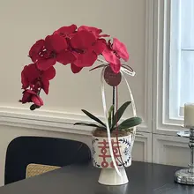 青花磁器製 フェイク胡蝶蘭 アートフラワー【リビング装飾用・陶器花瓶付き】