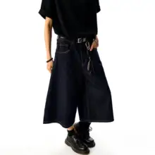 アメリカンヴィンテージ風 深い青の7分丈パンツ【ストレートシルエット・フィット・デニム】