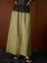 美しい通勤用ロング丈Aラインスカート【レトロ風・黄色・ウエストシェイプ】