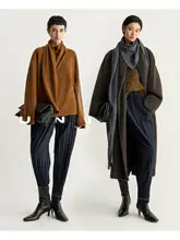加厚風琴褶美利奴羊毛パンツ【脚型補正・スリムテーパード】
