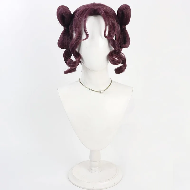紫色のコスプレウィッグ【分体リボンデザイン】：くるくるパーマちゃん風の可愛さを再現する分体リボンスタイル