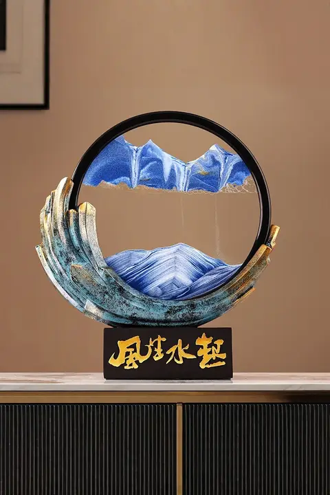 中式風の流砂絵飾り【テレビキャビネット・酒棚用装飾品】