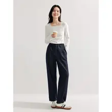フィット九分丈デニムパンツ【中高腰・カジュアル・ハレンスタイル】（セットアップ対応）
