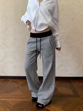 ストライプデザインのフィットパンツ【ウエストゴム・スポーツ用・微フレア】