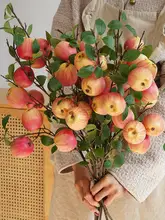 フェイクフラワー りんご 装飾品 リビング設置 グリーンの枝 生け花 精緻な工芸