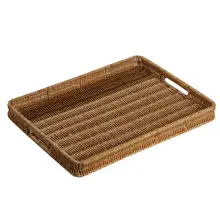 北欧風 長方形トレー【ラタン風・収納バスケット・果物やお茶用】