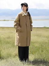 日系カジュアルロングトレンチコート【ユニセックス・無地・アウトドア用・ゆったりフィット】
