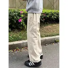 カキ色のワークパンツ【ストレートフィット・カジュアル・メンズ】