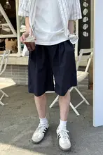 ハーフパンツ メンズ カーゴ ルーズ シンプル 無地 ネイビー 夏 カジュアル ストリート