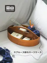 スプルースウッド製手提げ収納ボックス【ヴィンテージデザイン・デスクトップ用・仕分け可能】