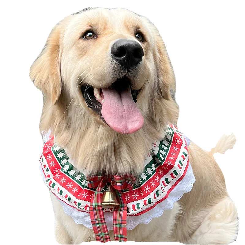 クリスマス用 犬用スカーフ 鈴飾り付きで冬の寒さを軽減