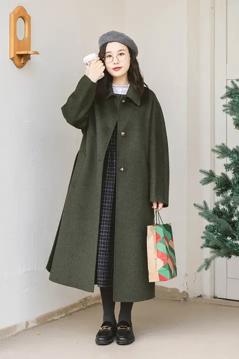 極上の柔らかさのダブルフェイスコート【翻領デザイン・冬用】