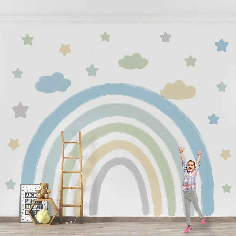北欧風壁飾り 子供部屋用大きな壁画：虹デザイン自粘着タイプの選び方と実際の使い方
