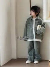 男の子用秋季デニムジャケットとパンツ【カジュアル・子供用】（セットアップ対応）