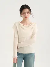 不規則なデザインのウールニットプルオーバー【春季用・韓国風・女性用】