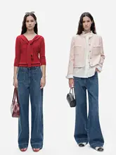 フレンチスタイルのレトロカジュアルパンツ【ワイドレッグ・フロントポケット・春用】（セットアップ  対応）