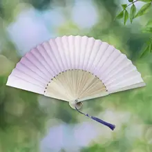 六寸単面の宣紙製グラデーション小型扇子【携帯便利・夏の国風】