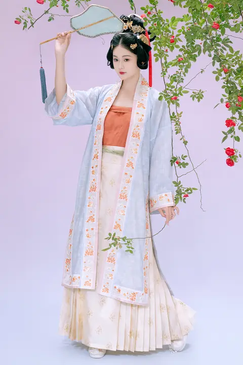 春夏用軽やかで柔らかいローファイン漢服【復刻宋制・対襟シャツ・百迭スカート】（セットアップ対応）