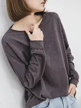 バンブーストライプコットン長袖Tシャツ【春用・ラウンドネック・大きいサイズ】