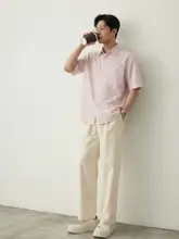 水洗いコットンチェック柄半袖シャツ【カジュアル・ルーズフィット】