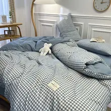 シンプルなチェック柄の寝具カバー【180x220cm・ダブルサイズ対応】